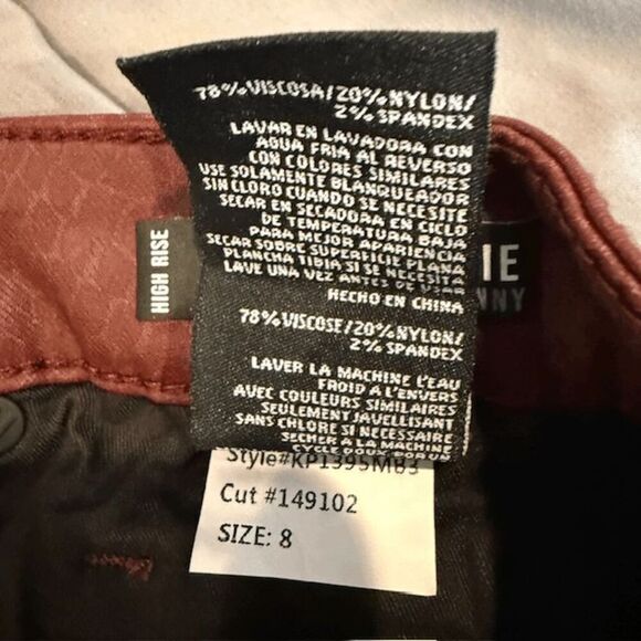 NWT KUT from the Kloth Connie High Rise Fab Ab Ankle Skiny Jeans Coated Wine 8 - Picture 11 of 16